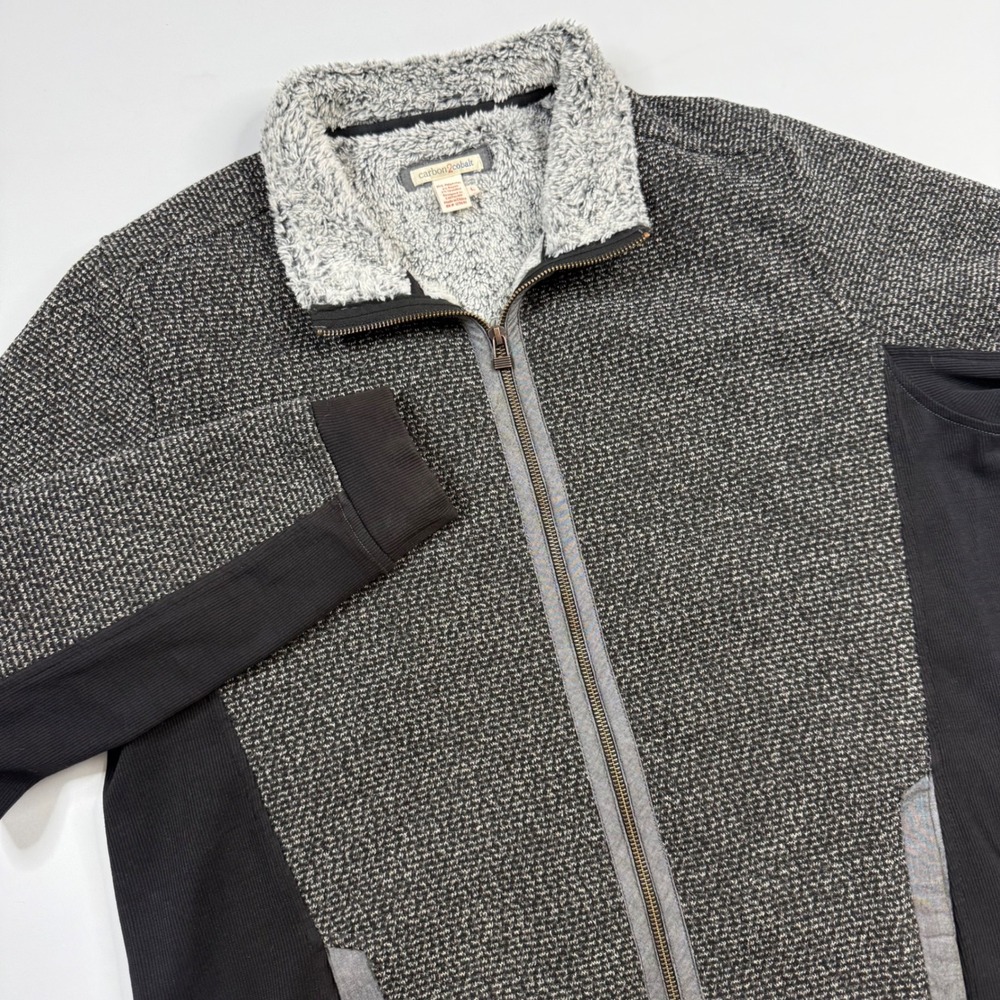 Carbon2Cobalt Full Zip Fleece Jacket‎ Mens Large Gray Textured Sherpa Lined